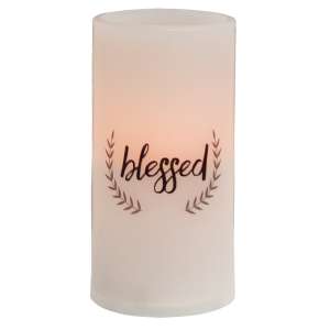 Blessed Timer Pillar Candle - White - # 84658