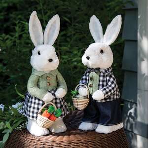 Mr. & Mrs. Gingham Sisal Bunnies, 2 Asstd. SYASP3008