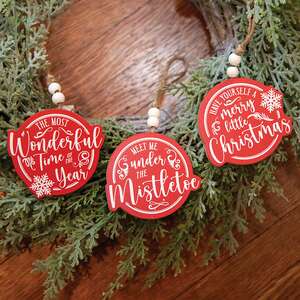 Merry Little Christmas Beaded Ornaments, 3/Set 37165;