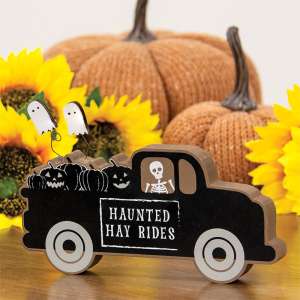 Haunted Hay Rides Wooden Chunky Truck Sitter 37172