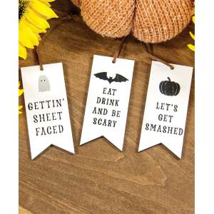 Eat Drink and Be Scary Tag Ornaments, 3/Set 37175
