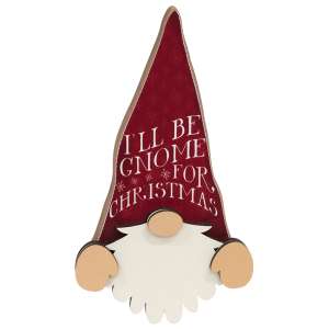 I'll Be Gnome For Christmas Wooden Shelf Peeker #37194