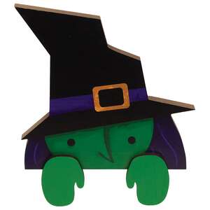 Peeking Witch Wooden Shelf Sitter