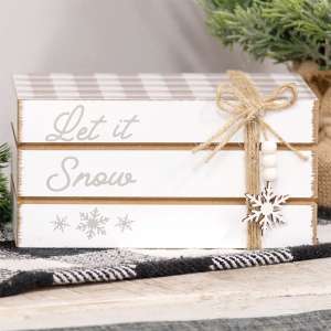 Let It Snow Wooden Book Stack 37242