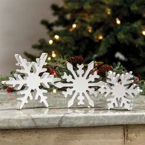 Distressed Chunky Wooden Snowflake Sitters, 3/Set 37251