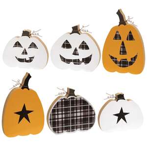 3 Set, Buffalo Plaid Reversible Chunky Pumpkin Sitters