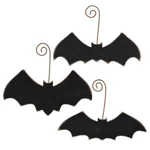 Distressed Wooden Bat Ornament with Wire Hanger, 3 Asstd.