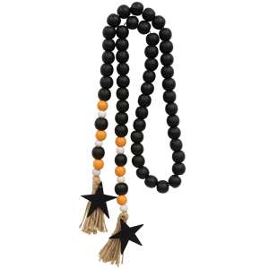 Black, Orange, & White Bead Garland with Star Tags #37274