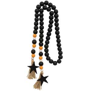 Black, Orange, & White Bead Garland with Star Tags