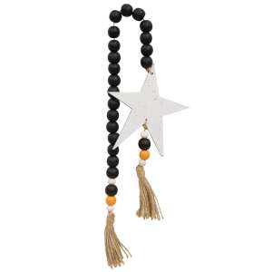 Black, Orange, & White Bead Garland with Spattered Star #37275