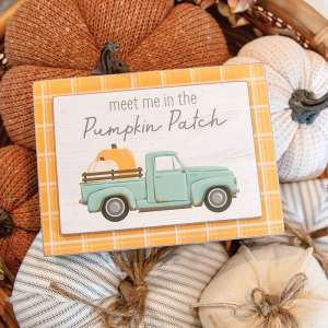 Meet Me in the Pumpkin Patch Blue Pumpkin Truck Layered Box Sign 37283