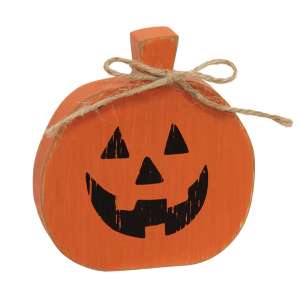 Distressed Wooden Jack O Lantern Sitter With Jute Tie #37293