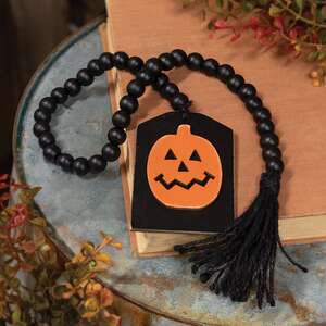Black Beaded Jack O Lantern Tag Garland