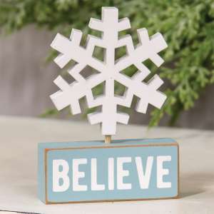 Wooden Snowflake on Believe Block 37340