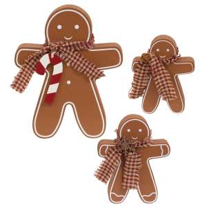 3 Set, Festive Wooden Gingerbread Sitters #37341