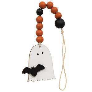 Orange & Black Beaded Ghost & Friend Ornament