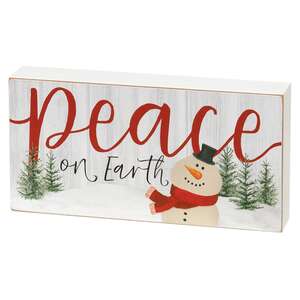 Peace On Earth Snowman Rectangle Box Sign #37378