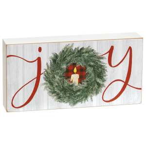 Joy Wreath Rectangle Box Sign #37379