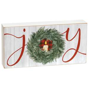 Joy Wreath Rectangle Box Sign #37379