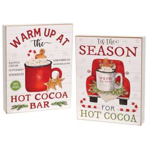 Tis the Season For Hot Cocoa Box Sign, 2 Asstd. #37380