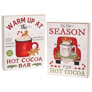 Tis the Season For Hot Cocoa Box Sign, 2 Asstd.