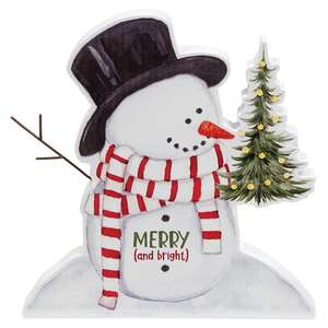 Merry (and Bright) Wooden Snowman Sitter
