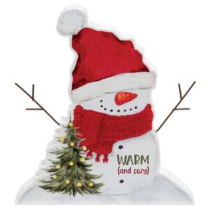 Warm (and Cozy) Wooden Snowman Sitter
