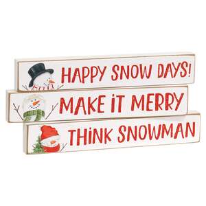 Happy Snow Days Snowman Mini Stick, 3 Asstd.