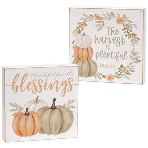 Plentiful Blessings Watercolor Box Sign, 2 Asstd.
