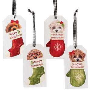 Merry Woofmas Tag Ornament, 4 Asstd.