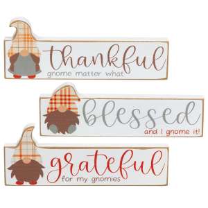 Thankful Grateful Blessed Gnome Block, 3 Asstd. #37418