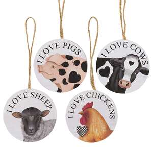 I Love Farm Animal Round Ornament, 4 Asstd. #37423