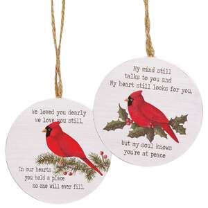 We Loved You Dearly Round Cardinal Ornament, 2 Asstd.