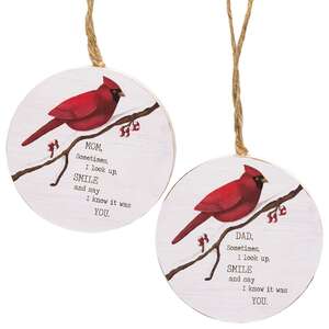 Mom or Dad Round Cardinal Ornament, 2 Asstd. #37429