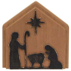 Distressed Wooden Nativity Silhouette Plaque