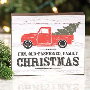 Old Fashioned Family Christmas Truck w/Tree Box Sign 37454