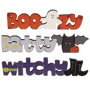 Boozy, Witchy, Batty Cutout Word Sitter, 3 Asstd.