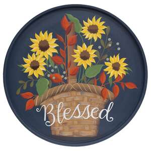 Blessed Flower Basket Round Wooden Hanging Tray