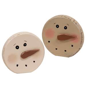 Distressed Wooden Blushing Snowman Sitter, 2 Asstd.