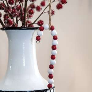 Wooden Bead Candy Cane Ornament 37561;