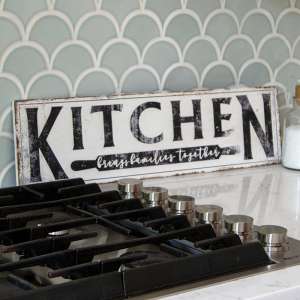 Kitchen Brings Family Together Distressed Metal Sign 65312