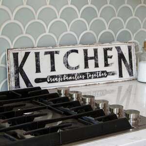 Kitchen Brings Family Together Distressed Metal Sign 65312;