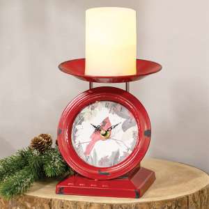 Vintage Christmas Cardinal Old Town Scale Clock 75055