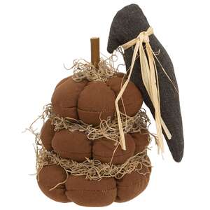 Stuffed Pumpkin Stack with Primitive Crow #CS38811