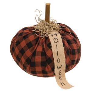 Burnt Orange & Black Stuffed "Halloween" Pumpkin