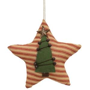 Primitive Tree Red Ticking Star Ornament #CS38818