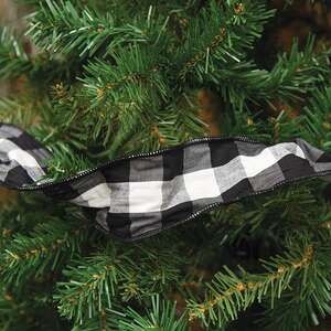 Wired Black & White Buffalo Check Ribbon, 3" x 9 Yds 14921;