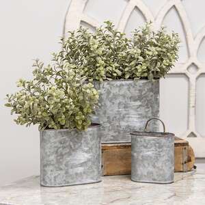 Galvanized Oval Wall Planters, 3/Set 15579