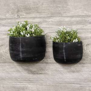 Distressed Black Metal Wall Bucket, 2/Set 15580AB;