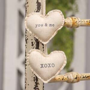 You & Me Fabric Heart Ornament, 2 Asstd. 15642